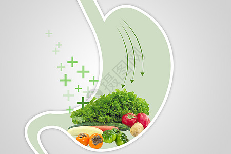 绿色蔬菜健康胃部饮食设计图片