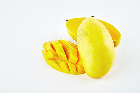 完整的芒果和芒果切片背景图片