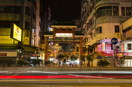 香港老街夜景背景图片
