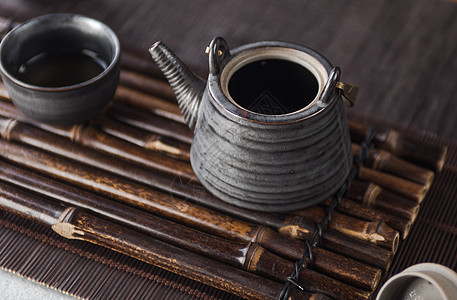 卷轴中国风茶具与茶道背景