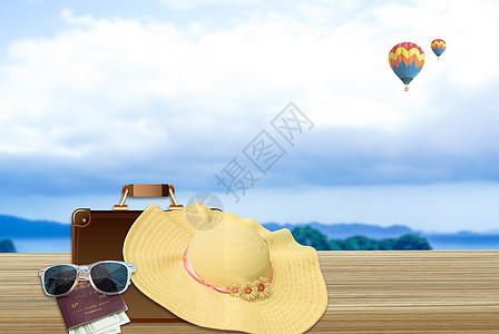 沙滩帽海边度假设计图片