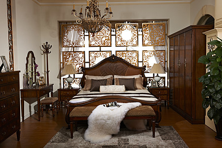 西方欧式卧室效果图背景图片