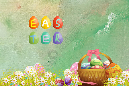 复活节可爱彩蛋背景图片