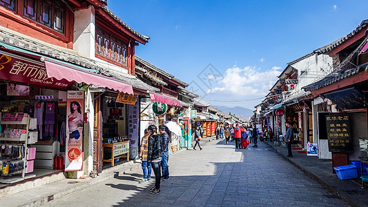 春季街景云南大理古城背景