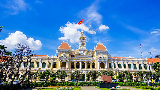 越南旅行越南胡志明市政厅背景