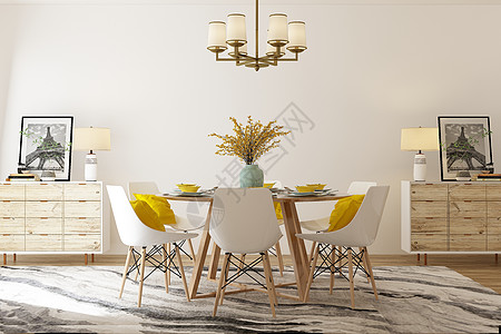 北欧风格餐桌现代餐厅空间设计设计图片