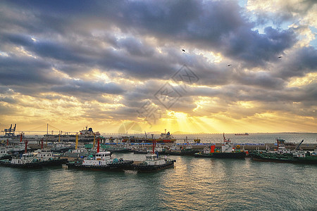 韩国海滨夕阳风光图片