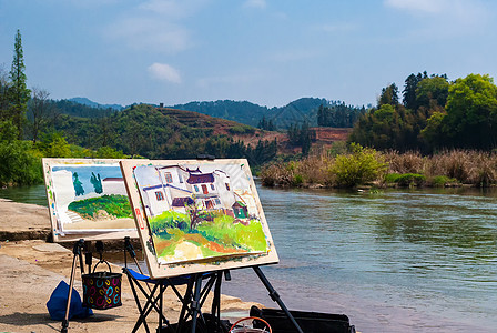 植物画安徽古徽州清明时节画卷背景