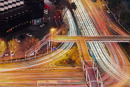 城市夜景立交桥车轨图片