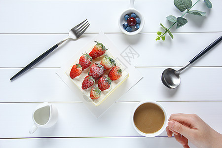 美味草莓蛋糕背景图片