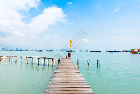 马来西亚槟城姓氏桥海边背景图片