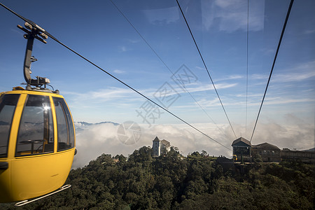 越南巴拿山避暑胜地缆车背景