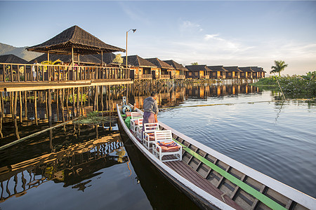 缅甸茵莱湖风光背景