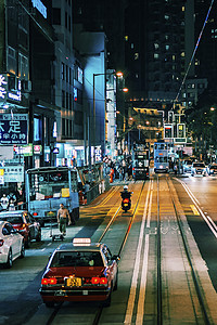 香港夜景香港夜街道背景