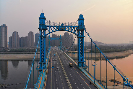 文艺的大桥俯瞰武汉古田桥上的车流背景