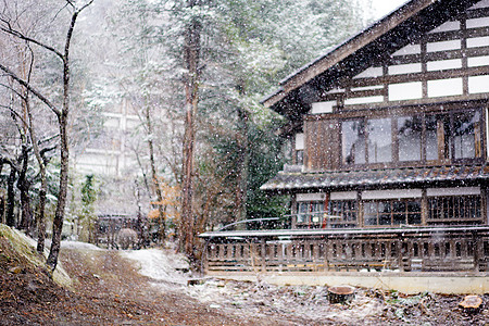 日本白马村雪景高清图片