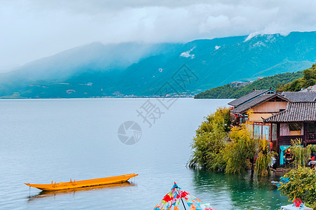 泸沽湖海鸥泸沽湖背景