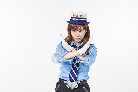 二次元女警拒绝动作图片素材