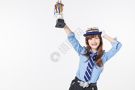 二次元女警开心获奖图片