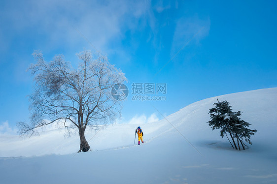 行走在风雪中的人图片