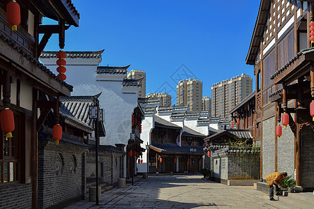 休闲古镇街景古建高清图片素材