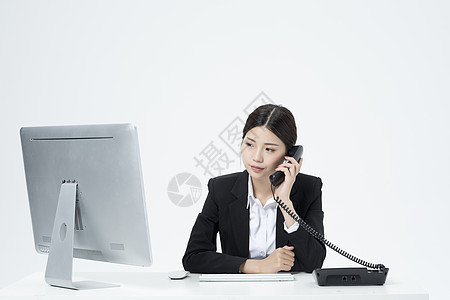 电话工作的职业客服女性背景图片
