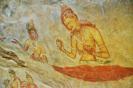 佛像壁画斯里兰卡狮子岩岩画背景