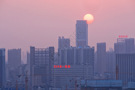 夕阳西下的武汉背景图片