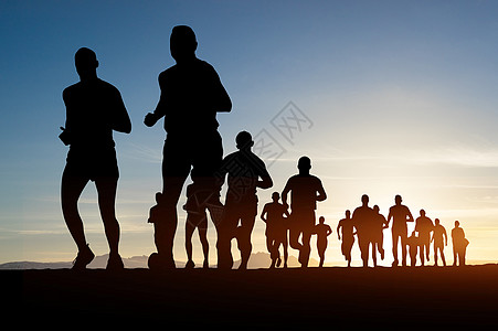 团体旅行跑步剪影设计图片