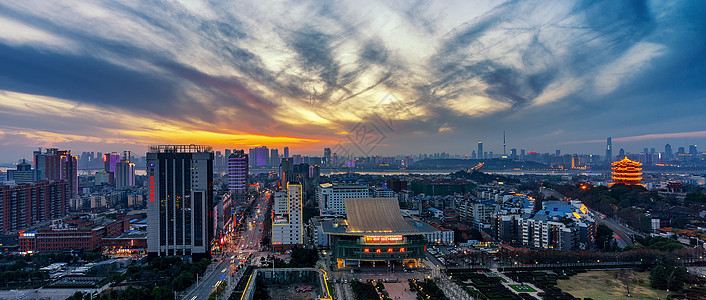 夕阳下的武汉城市风光图片