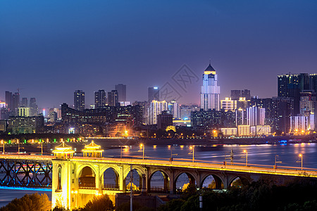 武汉城市夜景长江两岸图片