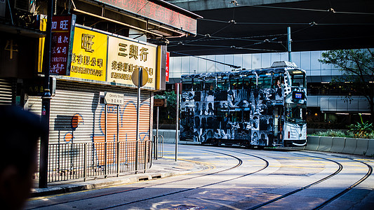 香港 有轨电车背景图片