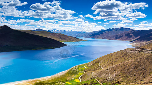 旅游季西藏羊卓雍错风光背景