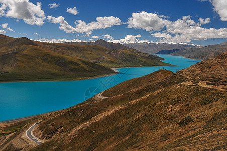 西藏山南地区羊卓雍错湖泊背景图片