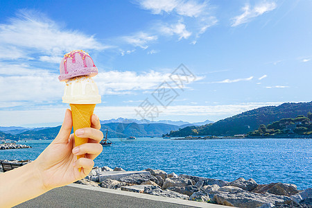 夏日休闲享受冰激凌美味图片