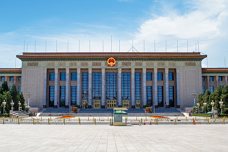 党政红宏伟的人民大会堂背景
