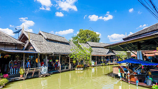 泰国曼谷水上市场背景图片