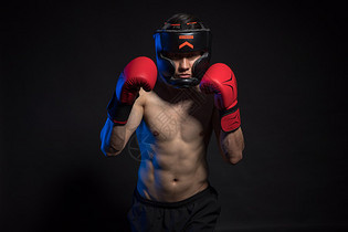 运动男性拳击肌肉创意照图片