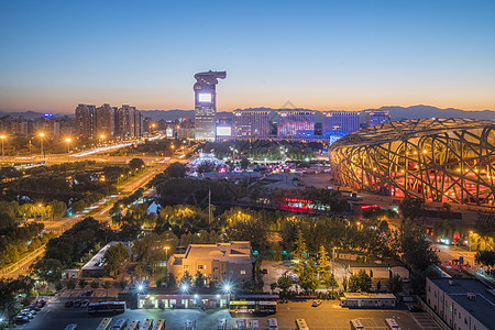 北京盘古大观北京鸟巢背景