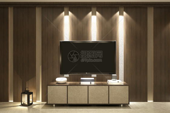中式电视背景空间图片