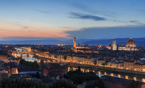 意大利著名建筑意大利佛罗伦萨美丽的日落夜景背景
