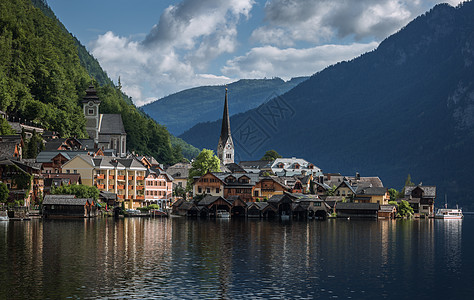 奥地利旅游风光奥地利著名旅游小镇哈尔施塔特风光背景