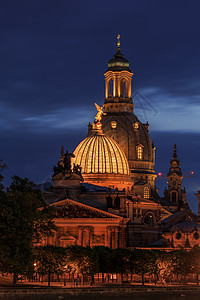 欧洲著名建筑德国著名旅游城市德累斯顿夜景背景