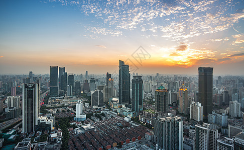 上海城市日落建筑风光图片
