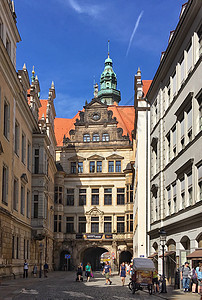 古镇风光海报德国著名旅游城市德累斯顿建筑风光背景