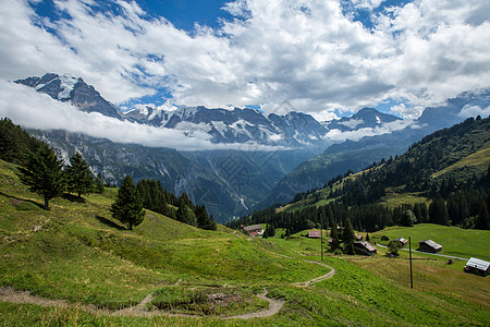 散落在阿尔卑斯山中的瑞士村庄图片