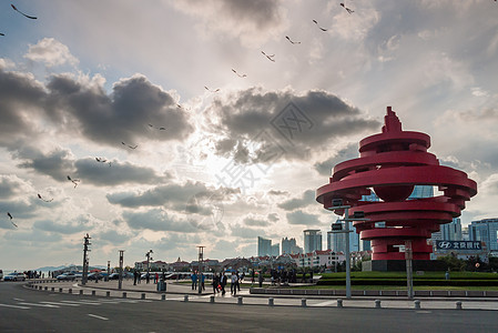 城市探索青岛五四广场背景