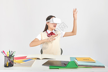 女高中形象虚拟现实动作图片