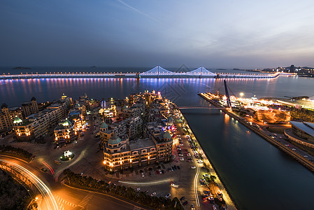 现代城市大连夜景海景房高清图片素材