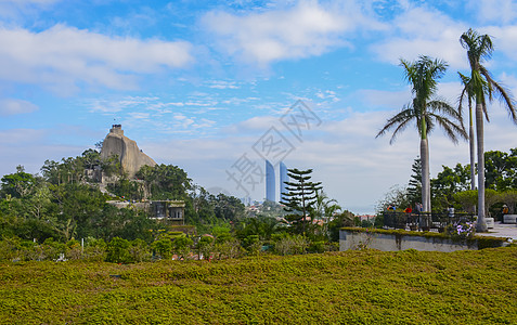 厦门鼓浪屿旅游日光岩远眺背景图片